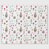 Kitsch Christmas | Retro-Ornamente und Baummuster Geschenkpapier (Flach)