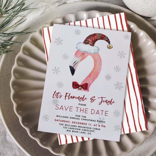 Kitsch Flamingo Christmas Party Save the Date