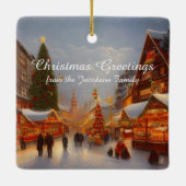 Kitsch German Style Market Weihnachtsgrüße Keramikornament (Rückseite)