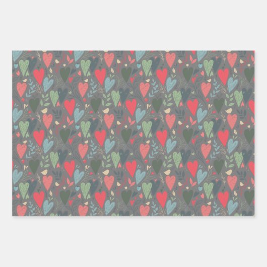 Kitsch Hearts Geschenkwrap Geschenkpapier Set (Vorderseite 2)