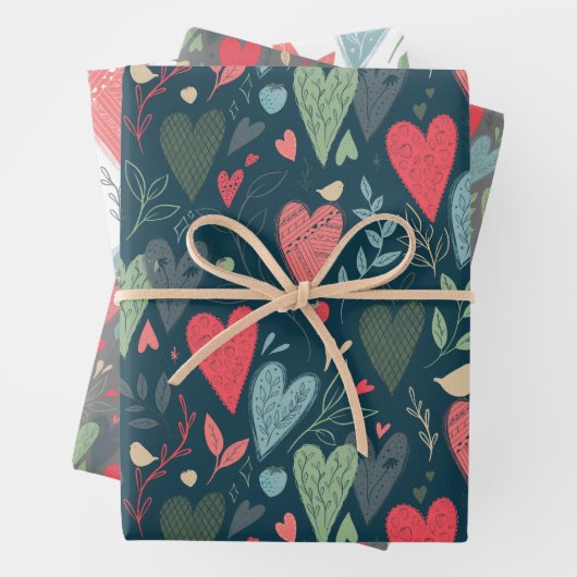 Kitsch Hearts Geschenkwrap Geschenkpapier Set (Beispiel)