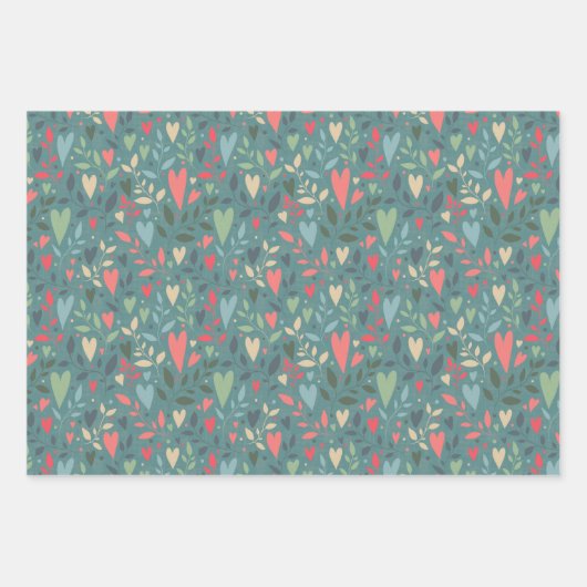 Kitsch Hearts Geschenkwrap Geschenkpapier Set (Vorderseite 3)