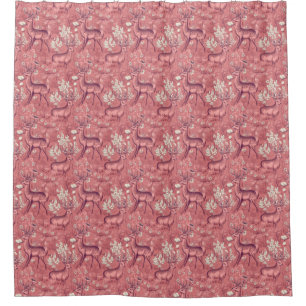 Kitsch Illustration Rosa Hirschcotecore Duschvorhang