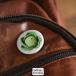 Kitsch Modern Green Granny Garden Crochet Cabbage Button