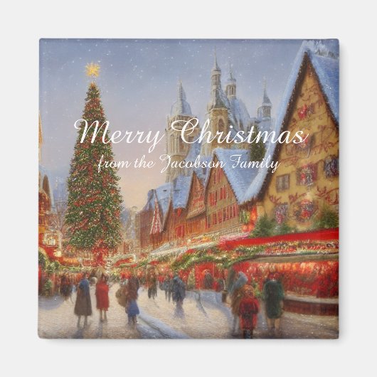 Kitsch Nostalgic German Christmas Market Greetings Magnet (Vorne)