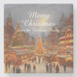 Kitsch Nostalgic German Christmas Market Greetings Steinuntersetzer