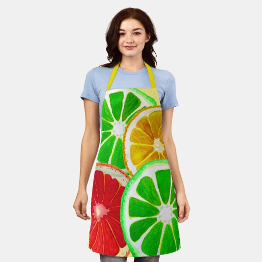 Kitsch Obstscheiben farbenfrohe Kunst Schürze (Getragen)