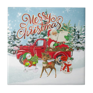 Kitsch Weihnachten im Vintage-Stil Fliese