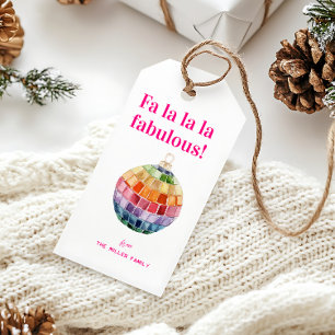 Kitsch-Weihnachts-Disco-Ball Fa La La La Fabelha Geschenkanhänger