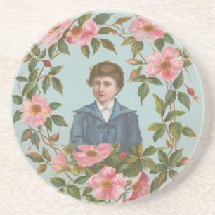 Kitschige antike deutsche Valentinskarte, 1884 Getränkeuntersetzer