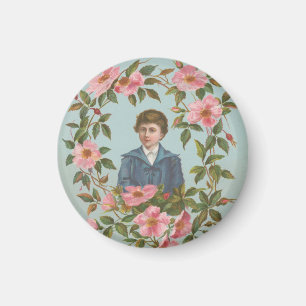 Kitschige antike deutsche Valentinskarte, 1884 Magnet