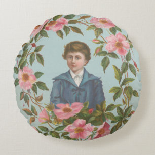 Kitschige antike deutsche Valentinskarte, 1884 Rundes Kissen