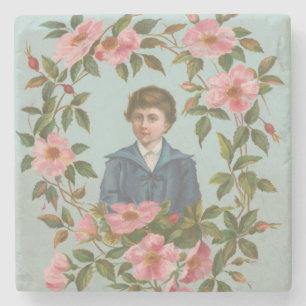 Kitschige antike deutsche Valentinskarte, 1884 Steinuntersetzer