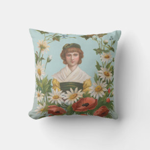 Kitschige Retro-Deutsche Valentinskarte, 1884 Kissen