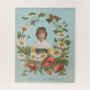 Kitschige Retro-Deutsche Valentinskarte, 1884 Puzzle