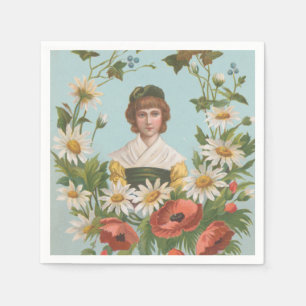 Kitschige Retro Deutsche Valentinskarte, 1884 Serviette