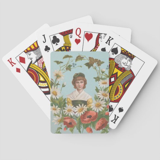 Kitschige Retro-Deutsche Valentinskarte, 1884 Spielkarten (Rückseite)