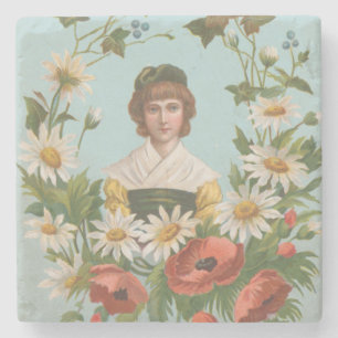 Kitschige Retro-Deutsche Valentinskarte, 1884 Steinuntersetzer