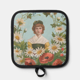 Kitschige Retro-Deutsche Valentinskarte, 1884 Topflappen