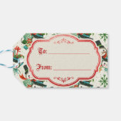 Kitschige Retro-Schneemänner Geschenkanhänger (Rückseite Horizontal)