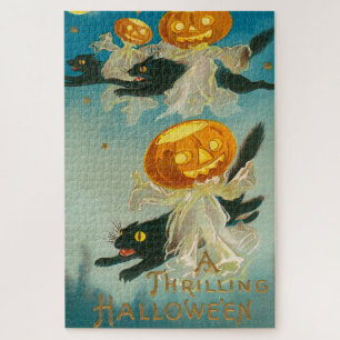 Kitschige skurrile Vintage-Halloween-Postkarte, 19 Puzzle