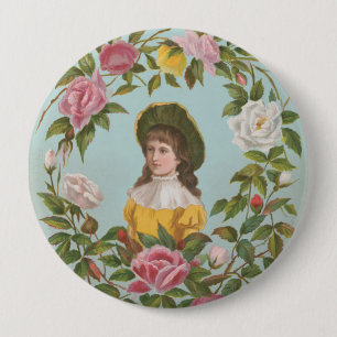 Kitschige Vintage Deutsche Valentinskarte, 1884 Button