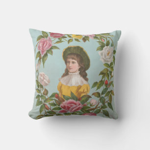 Kitschige Vintage Deutsche Valentinskarte, 1884 Kissen