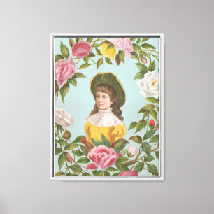 Kitschige Vintage Deutsche Valentinskarte, 1884 Leinwanddruck