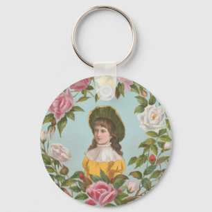 Kitschige Vintage Deutsche Valentinskarte, 1884 Schlüsselanhänger