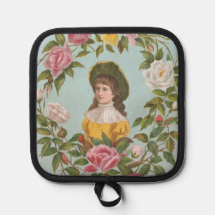 Kitschige Vintage Deutsche Valentinskarte, 1884 Topflappen