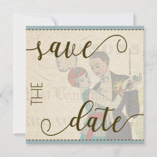 Kitschige Vintage-Save-the-Date-Karte Vorlage
