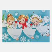 Kitschige Weihnachts-Retro-Engel Geschenkpapier Set (Vorderseite 3)