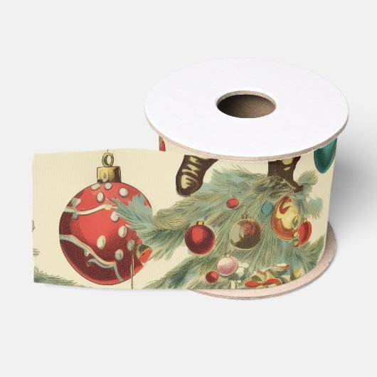Kitschiger Weihnachtsmann und Ornamente Ripsband (Spule)