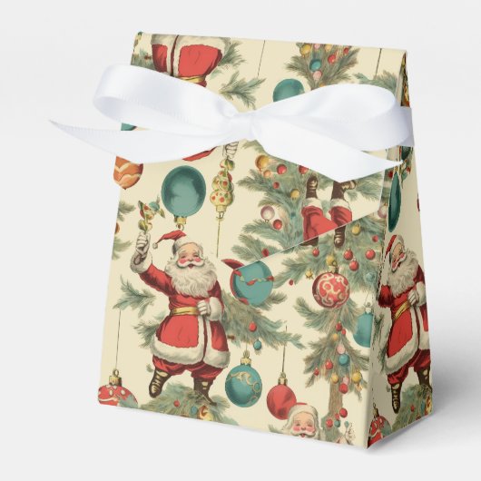 Kitschiger Weihnachtsmann und Weihnachtsbaumschmuc Geschenkschachtel (Vorderseite)