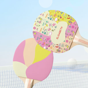 Kitschiges Pastellrosa Kawaii-Gekritzel Tischtennis Schläger