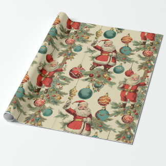 Kitschiges Santa- und Weihnachtsbaum-Schmuck-Gesch Geschenkpapier