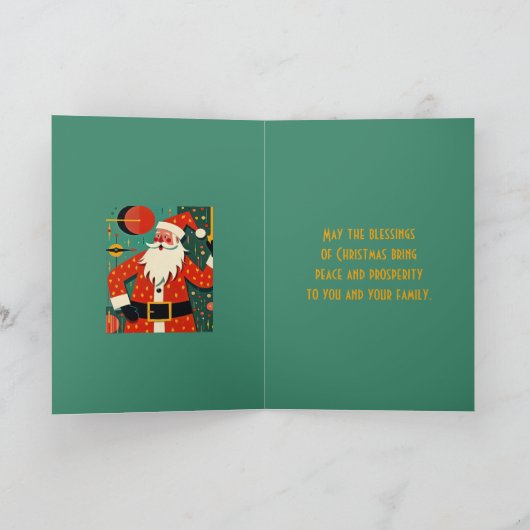 Kitschmas Santa Claus Mid-Century Modern Fun Karte (Innenseite)