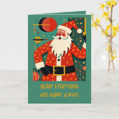 Kitschmas Weihnachtsmann Mid-Century Modern Spaß Karte (Gelbe Blume)