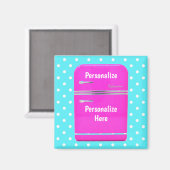 Kitschrosa Vintager Kühlschrank-Polka-Dotmagnet Magnet (Vorderseite/Rückseite)