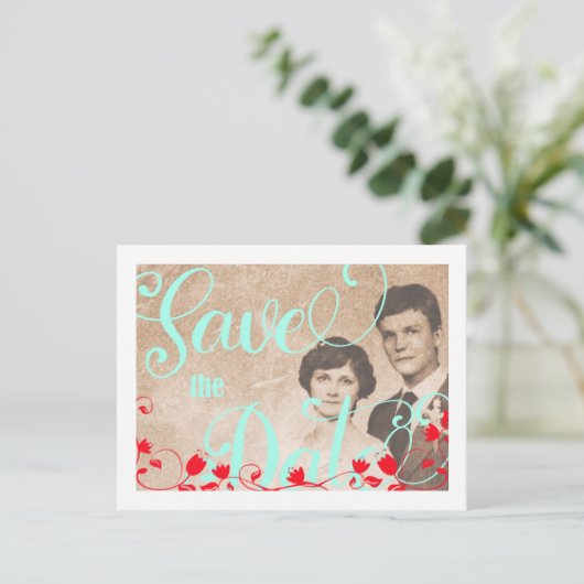 Kitschy Ankündigung Datum freihalten Template (Stehend Vorderseite)