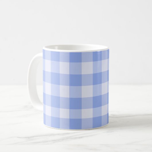 Kitschy Blue Gingham Retro Küche Kaffeetasse (Vorderseite Links)