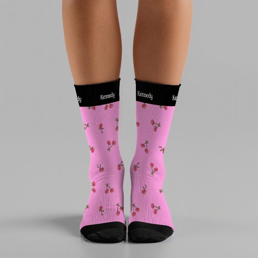 Kitschy Cherries Niedlich Fun Sommer Moderner Name Socken