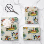 Kitschy Christmas Geschenkpapier Set<br><div class="desc">Retro Weihnachtsspass mit einem Snowmannpaar,  Kerzen,  Glocken und Ornamenten.</div>