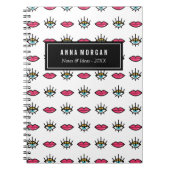 Kitschy Eyes & Lips Individuelle Name Notizblock (Vorderseite)