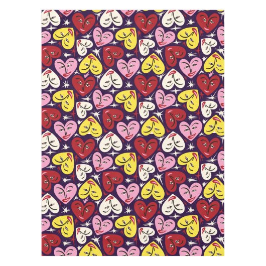 Kitschy Kitchen Retro 1950er Jahre Herz Muster Tischdecke (Vorderseite)