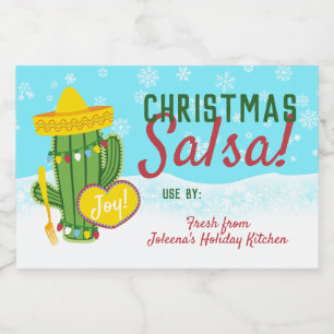 Kitschy Küche hausgemachte Salsa Kaktus Weihnacht Lebensmitteletikett