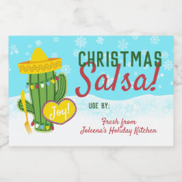 Kitschy Küche hausgemachte Salsa Kaktus Weihnachte Lebensmitteletikett