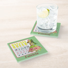 Kitschy Mahjong Queen Personalisiert Glasuntersetzer