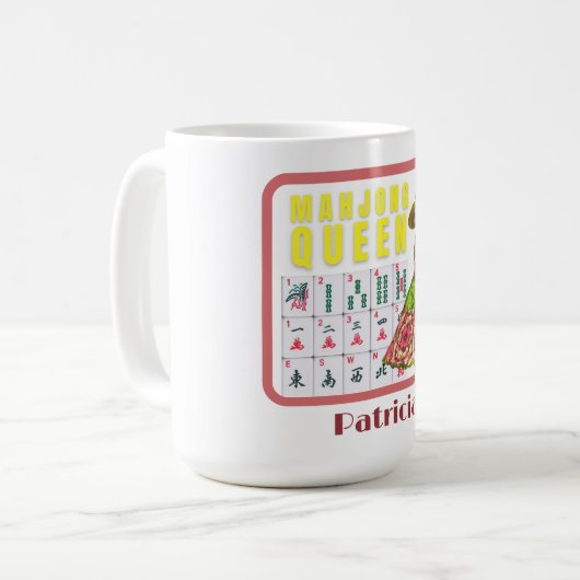 Kitschy Mahjong Queen Personalisiert Kaffeetasse (Vorderseite Links)
