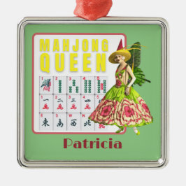 Kitschy Mahjong Queen Personalisiert Ornament Aus Metall